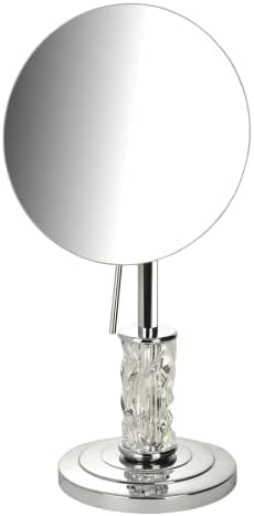 Луксозно Огледало за грим с хромирани Jerdon - Персонално огледало с диаметър от 7.5 с 5-кратно увеличение и стойка от шлифован