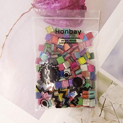 Мозайка плочки от блестящо стъкло смесени цветове Honbay 200g Пдк за украса (A)