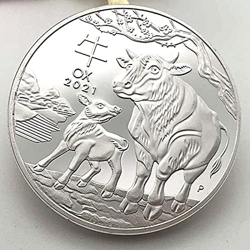 Криптовалюта 2021 Австралийското Зодиакален Животно Xin Chou Бул сребърно покритие Възпоменателна Монета Копие Монети с Защитен