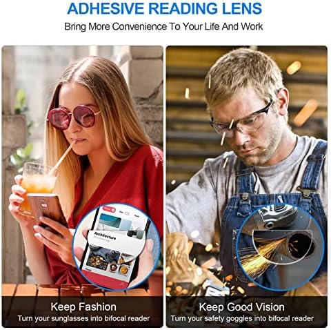 Приклеивающиеся лещи за очила за четене OKH, Увеличаване на Бифокални лещи за слънчеви очила, Защитни очила (1 опаковка, 1,75)
