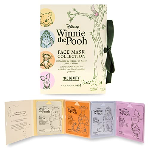 Колекция листни маски за лице MAD Beauty Disney с Мечо Пух, комплект от 4 елемента (4 х 0,8 течни унции), кокос, праскова,