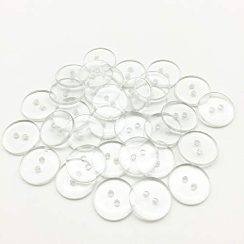 Qaxlry Прозрачни Кръгли Орнаменти копчета от смола за шиене на ризи в опаковка от 100 броя (15 мм)