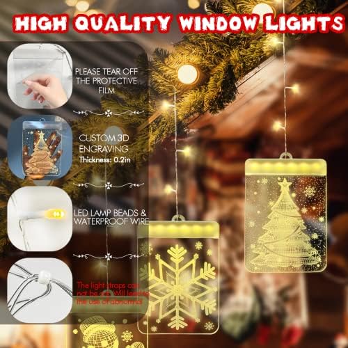Коледни светлини на прозорците OLAMTAI, 3D Акрилни Приказни светлини с дистанционно управление, Коледни Гирлянди с захранван