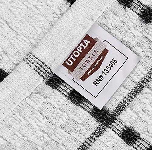 Кърпи Utopia Комплект от 20 кухненски кърпи с размери 15 x 25 см (12 опаковки, черно-бели) и Сив цвят, 2 Хавлиени