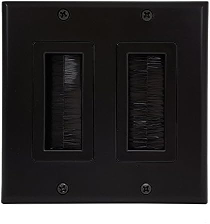 Стенни плоча iMBAPrice® Black Dual Gang Decora Brush - Стенни плоча с две групи плавниците