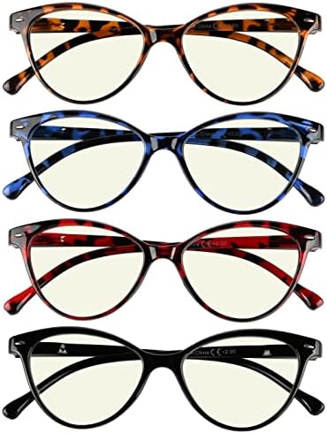 Eyekepper 4-pack Очила За четене, Блокиране на Синя Светлина, Женски Четци Cateye + 0,5