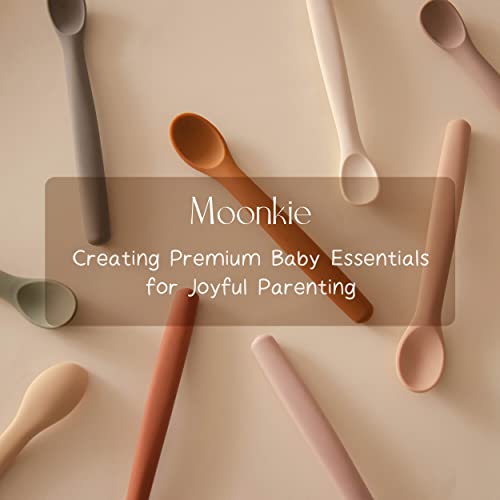 Комплект от 4 детски силиконови лъжици Moonkie, лъжици с мек връх за първата фаза на храненето на бебета, Гнущиеся, устойчиви