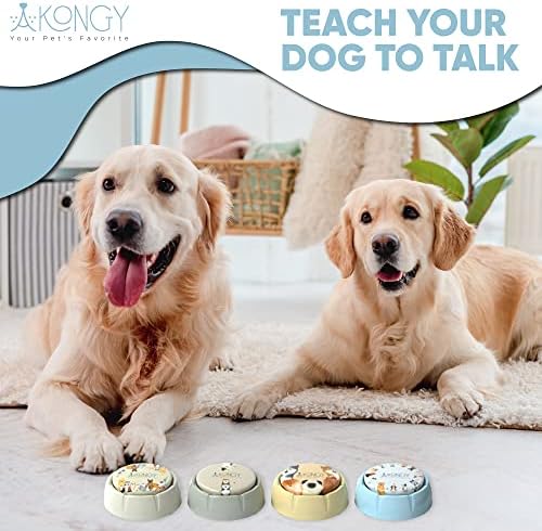 Писане на бутона за общуване с кучето Akongy Premium - Комплект от 4 бутона за разговор с куче - 30 секунди възпроизвеждане