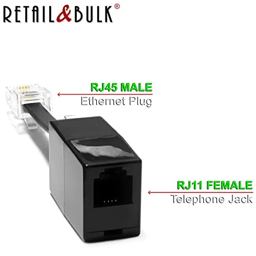 RetailAndBulk (1 опаковка) Кабел за телефонната линия към Ethernet-Адаптер RJ11 Жена до RJ-45 Мъжки за Стационарна