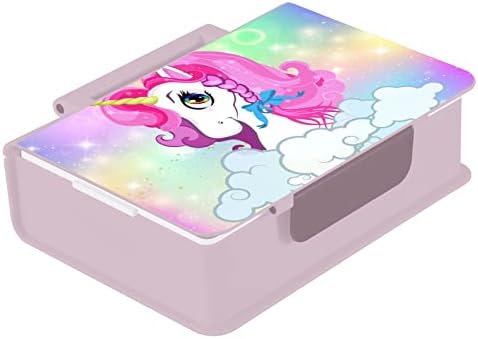 ALAZA Сладък Rainbow Unicorn Galaxy Бенто е Обяд-Бокс, Херметични Контейнери за обяд, които не съдържат BPA, с вилица и