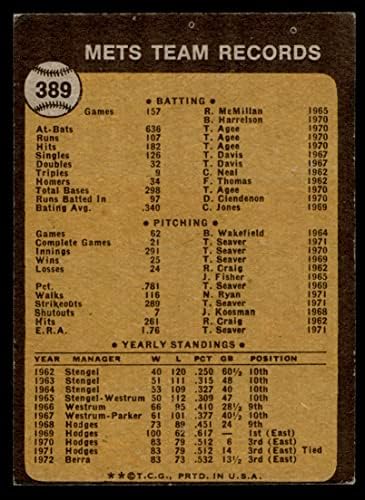 1973 Topps 389 Екипът на Метс Ню Йорк Метс (Бейзболна картичка) VG/EX Метс