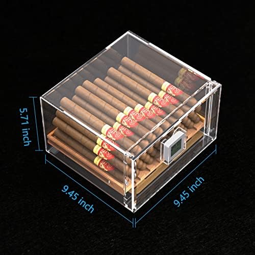 Humidors за пури WIAEE Humidor Кутия за пури с термометър на предната врата, Влагомер, с Капацитет до 50 Пури, Подаръци