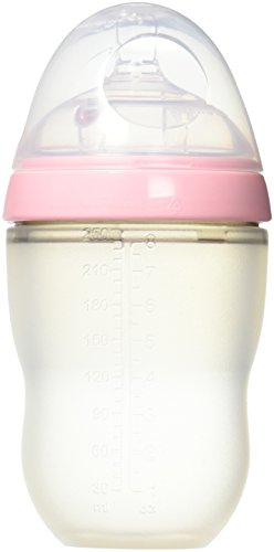 Комплект бебешки бутилки Comotomo Natural Feel, Двойна обвивка от Розов цвят, 250 мл (8 унция) ПЛЮС Ex...