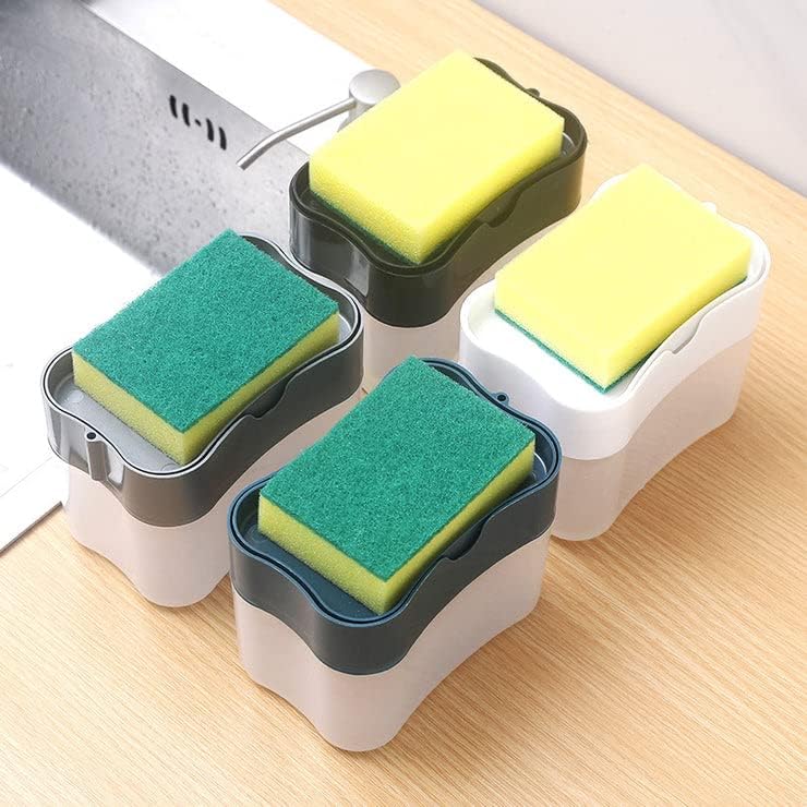 Опаковка за сапун за кухня с гъба. Опаковка за сапун за съдове с ръчно компресия оформено Sponge Caddy 2 в 1 (черен)