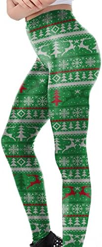 Дамски Чорапогащи Графичен Песен Йога Ваканции Коледа Високи Панталони Минерални Прави Панталони Гамаши Чорапогащи За