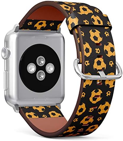 Кожена гривна с чертеж (Футбол/Футбол / Football Pattern) за Apple Watch Серия 4/3/2/1 поколение, подмяна на ремъците
