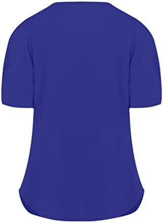 В памучна Блуза, Тениска за Жени Лято Есен С Къс Ръкав Vneck Wrap Расклешенный Расклешенный Спускане Базова Риза За почивка