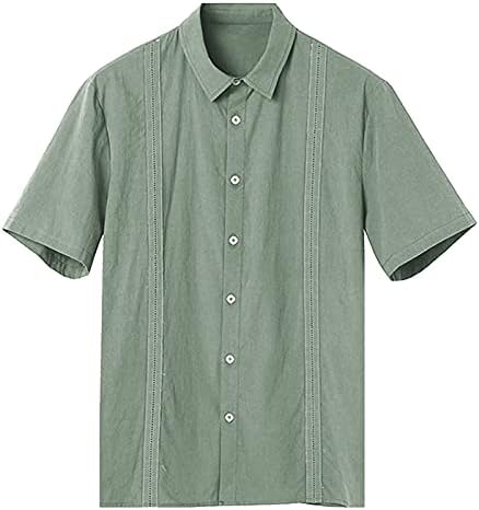 XXBR Мъжки Памучни Ленени Ризи Нови Летни Блузи С яка, копчета И Къс ръкав Свободно Намаляване на Плажната