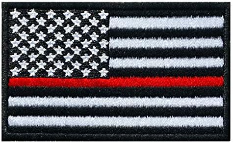 Графична Прах в Тънка Червена Линия на Черно САЩ Американското Знаме на Съединените Щати Бродирана Желязо на Нашивке Апликация