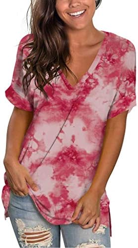Блузи за жени, Горна Тениска за Жени с Къс Ръкав, Градинска Свободна Ежедневни Тениска От Ликра, Дамски