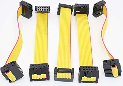 Connectors Pro 5-Pack IDC 2x5 10P Жак-изход 2.54 мм, жълт, Плосък лентов кабел 12 см 4 инча, Двухрядный 10 контакти със стъпка