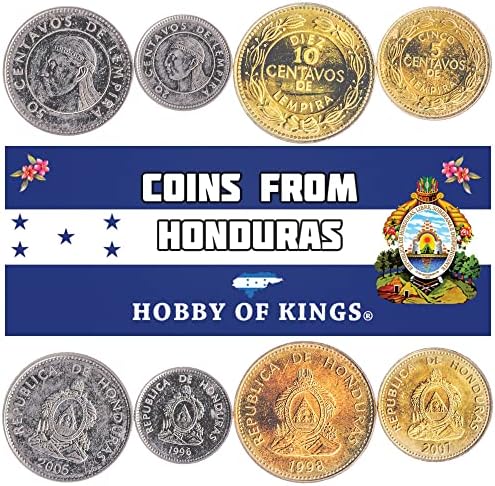 4 Монети от Хондурас | Колекция Гондурасских монети от 5 10 20 50 Centavos | В обращение 1995-2007 | Пирамида