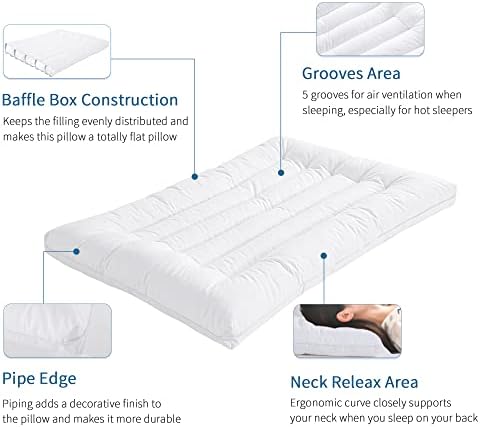 MABOZOO Тънки Спални възглавници за корема и гърба, Тънки Постелки и възглавници за сън, Плосък дизайн за изравняване