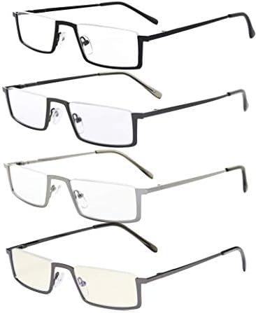 Eyekepper 4-Pack Очила за четене в полукръгла рамки Ридеры Включват Компютърни Очила за четене + 3.0