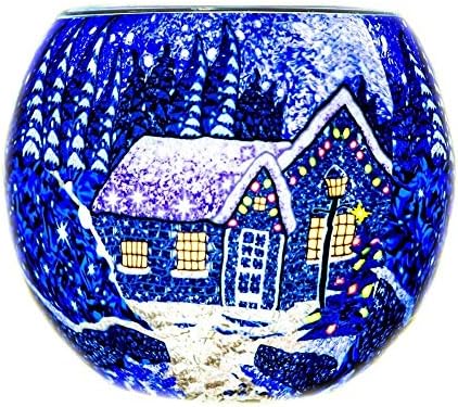 Стъклена лека нощ Benaya с Коледен Държач за Чаено Маса - Зимна Страна на Чудесата