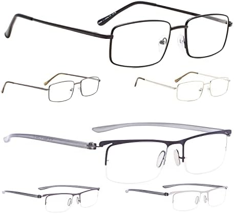 LUR 3 опаковки на метални очила за четене + 3 опаковки очила за четене без рамки (само 6 двойки ридеров + 2,25)