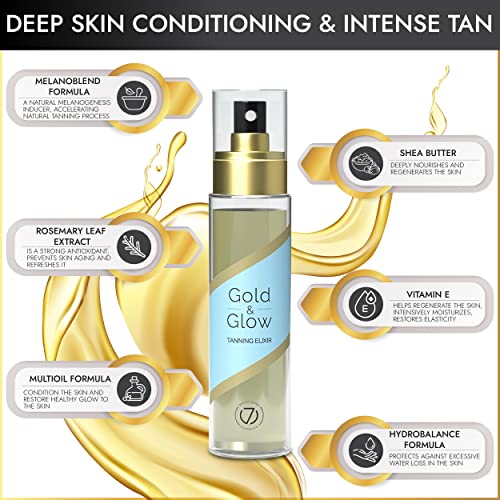 7 Suns Cosmetics Ускорител за тен Gold & Glow Сухо Масло за слънчеви бани в помещения и на открито - 300x - 3,4 ет. унция