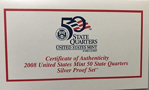 Комплект State Quarter Silver Proof 2008 г. съобщение се предлага в опаковка от монетния двор на САЩ Proof