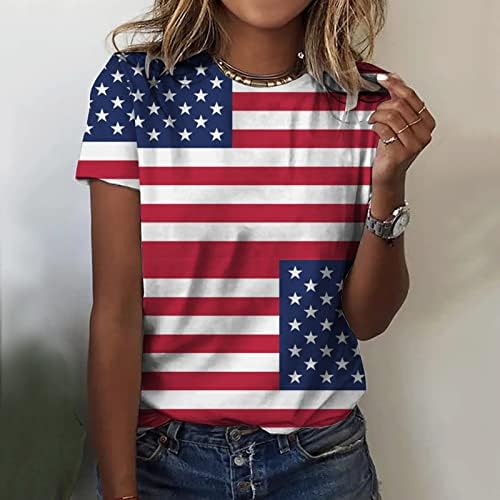 Космическа Тениска Ден на Независимостта за Жени, Летни Ризи с Принтом за Всеки Ден, Дамски Блузи с кръгло деколте, Тениски