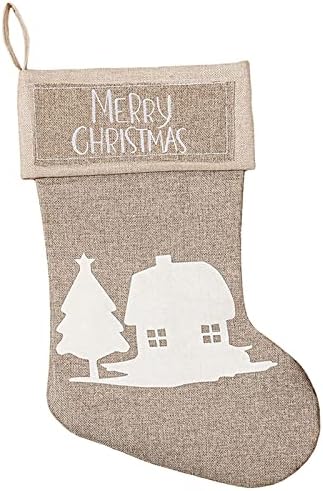 Коледни Висящи чанти - 18,5 инча Джутовые Коледни Чорапи, Коледни Торбички от коноп Чул С принтом Снежен човек,