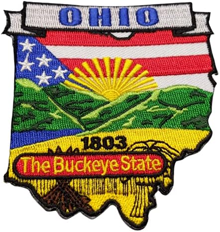 Нашивка с бродерия във формата на картата на щата Охайо, цвят поставили Желязо