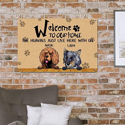 Alioyoit Потребителското си Име на Кучето Добре дошли в Нашата къща, Хората Тук с нас, Забавен Метален Знак на Кучетата, Сладко
