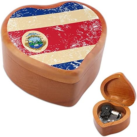 Музикалното Ковчег в Формата на Сърце с ретро Флага на Коста Рика, Музикални Кутии, Реколта Дървена Кутия за Подарък