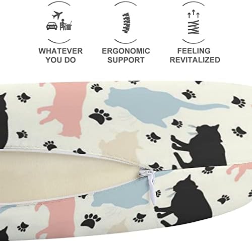 Стилна Цветна Възглавница с Шарени Котки Memory Foam Travel Neck Pillow U-Образна форма за Подкрепа на главата и врата