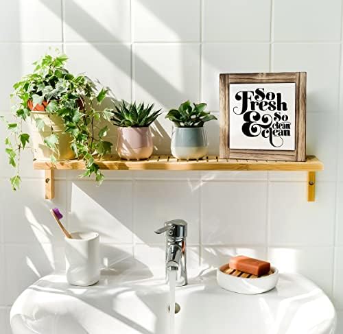 XJCUG Забавна Дървена Табела в тоалетната, Толкова прясна, бистра, Дървени Табелки В кутия, Интериор на маса