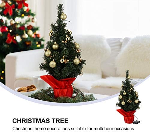 SOIMISS Мини Коледно Дърво със светлини, Коледни Топка, Плодове, Изкуствена Коледна Елха със светлини, за