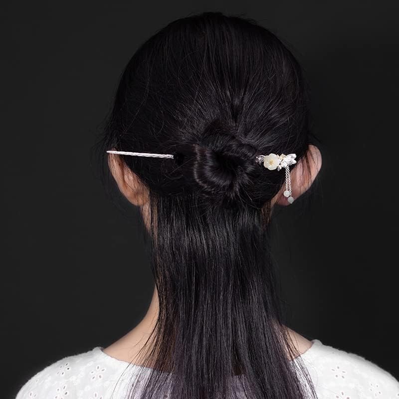 EYHLKM Дамски шнола за коса в ретро стил с Пискюл, сребърно покритие Имитация на Силите (Цвят: A, размер: 15 см)