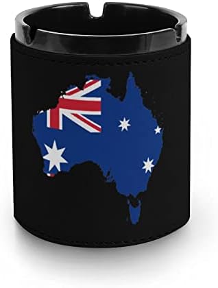 Австралийски Флаг Карта Кожена Пепелник Титуляр за Цигарения Пепел Чаша за Кола Домашния Офис, Закрит и Открит 3,1