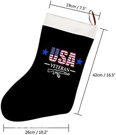 Ветеран на САЩ Коледни Чорапи Къси Плюшени Коледни Чорапи Подвесное Украса за Коледната Елха Украса на Камината