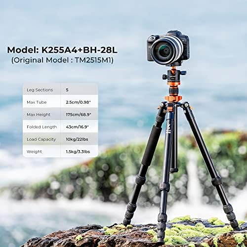 Стативи за фотоапарат K & F Concept 68 см /175 см, Компактен статив за пътуване с моноподом, Товароносимост 10 кг / 22