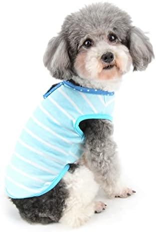Ranphy/Риза за малки Кучета, Жилетки в Ивицата без Ръкави за Момчета и Момичета, Меки Еластични Тениски за Кученца с Отвор за