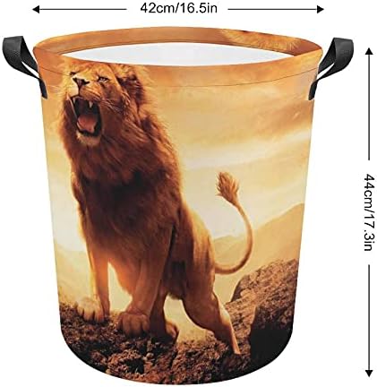 Кошница за дрехи FoDuoDuo Sunset Lion, Кошница за Дрехи С Дръжки, Сгъваема Кошница за пазаруване, Чанта За Съхранение