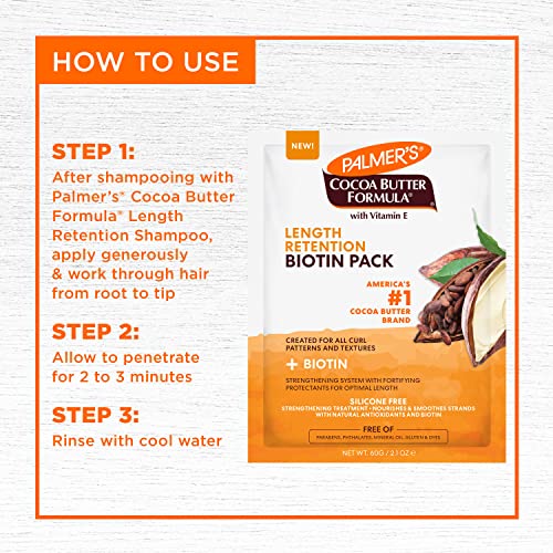 Опаковка на биотин Palmer's Cocoa Butter & Biotin за запазване на продължителността на биотин, 2,1 грама