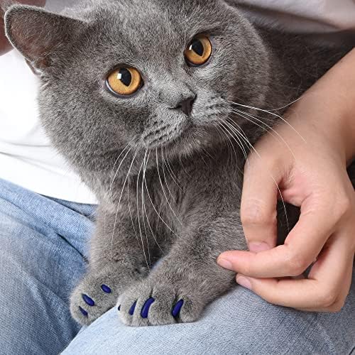 Капачки за нокти Кити Caps за котки | Пролетно-зелени с пайети и uv нюанс, 40 броя, Големи - 24 опаковка | Сигурна, стилна и