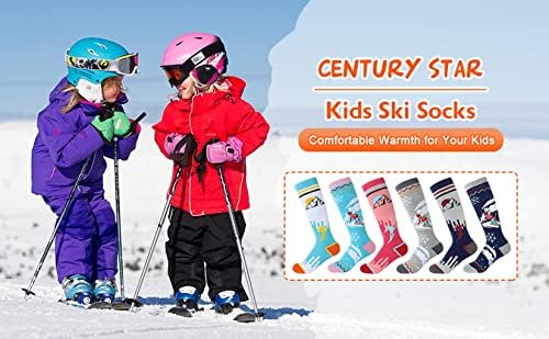 Детски Ски Чорапи Century Star, Зимни Топли Зимни Чорапи до Коляното за Малки Момчета и Момичета, Меки Вълнени