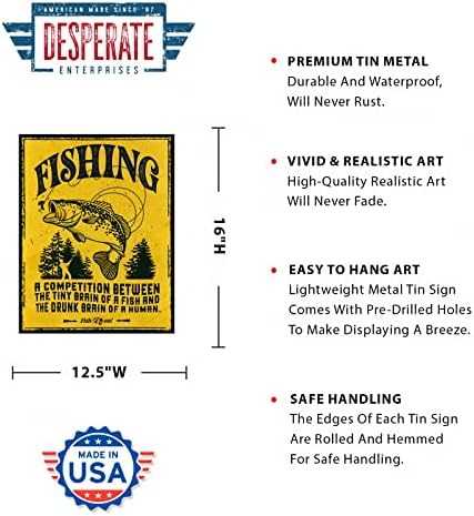 Лидице Знак за състезания по риболов, Улов на Отчаяни предприятия - Носталгично Ретро Метален Стенен Декор - Произведено